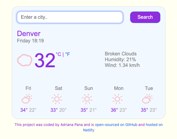 Weather react project preview